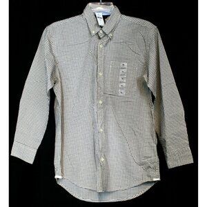 NWT GAP Kids Boys XL Shirt Checked Dress Casual Cream Window Pane Plaid